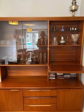 80’s mid brown display Cabinet 