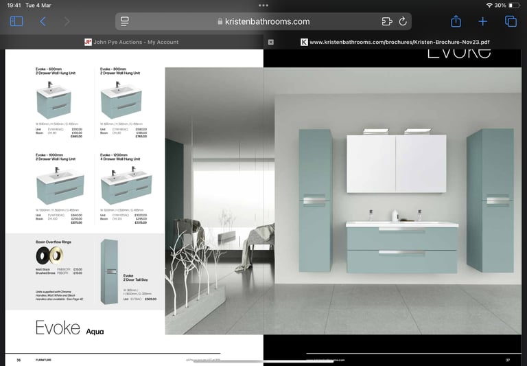 Evoke 1000mm wall hung vanity in Aquamarine, counter, basin, mixer and waste