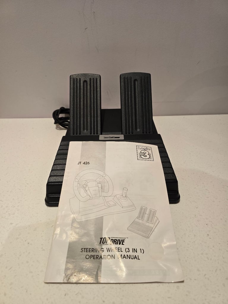 Logic 3 Top Drive Retro Analogue Steering Wheel Controller and Racing Pedals