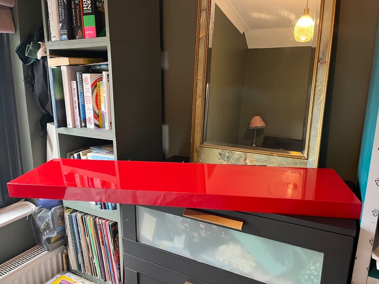 image for 2 High-Gloss IKEA Kallax Shelves – Red & Blue