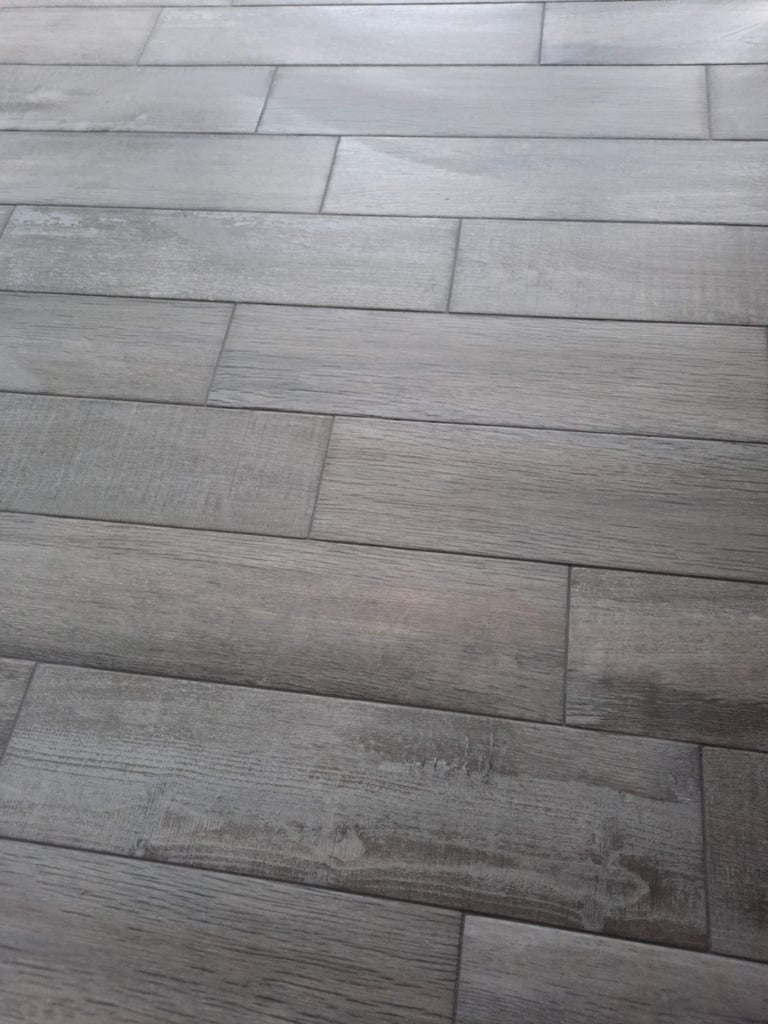 image for Grey oak wood effect ceramic tiles