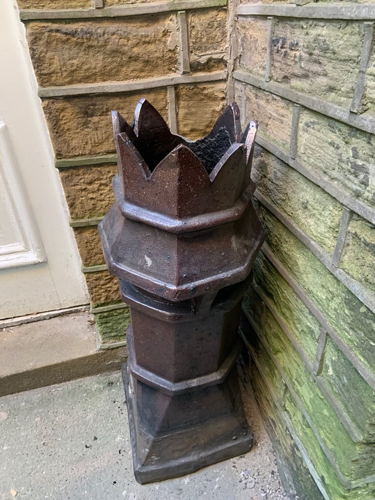 image for Pair Of Cast Iron Crown Chimney Pots