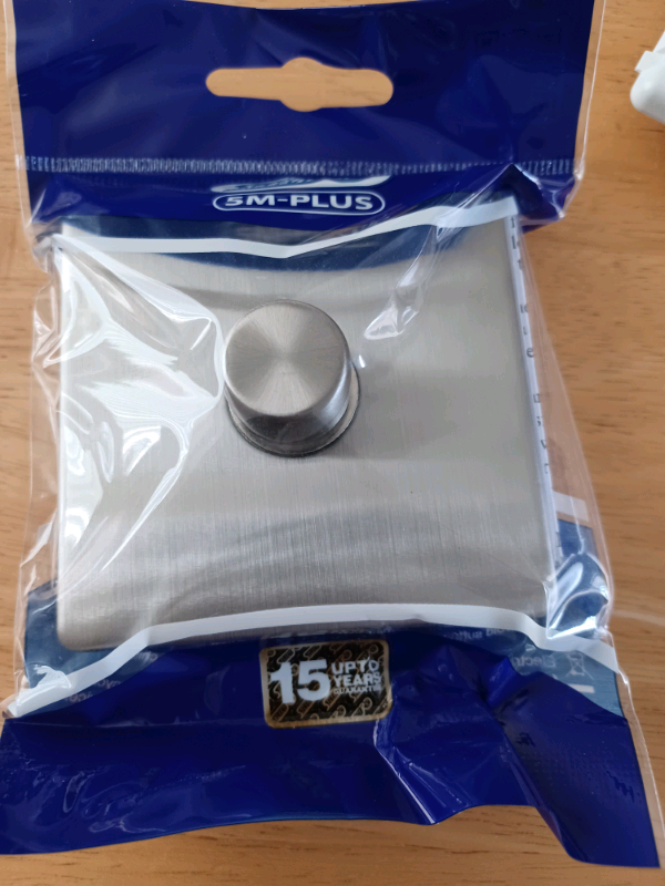 Dimmer Light Switch 1 Gang Satin Chrome Screwless faceplate
