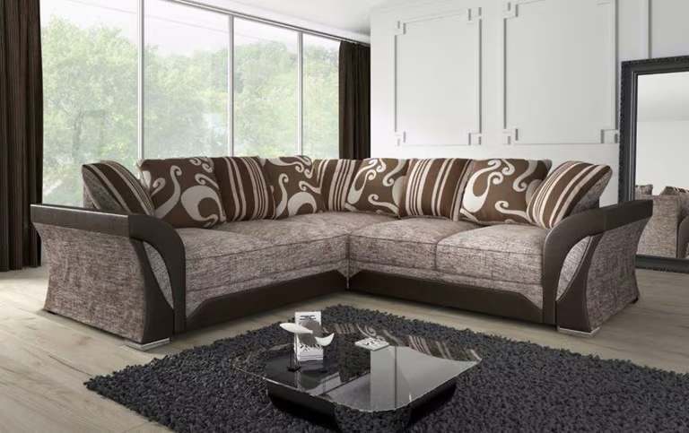 image for shannon High Quality Chenille Fabric Corner Sofa - Black with Grey