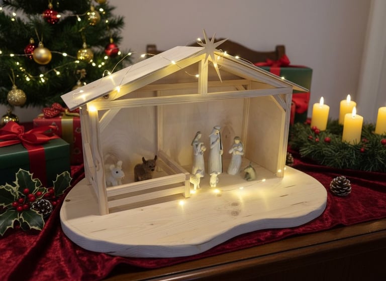 Handmade nativity shed