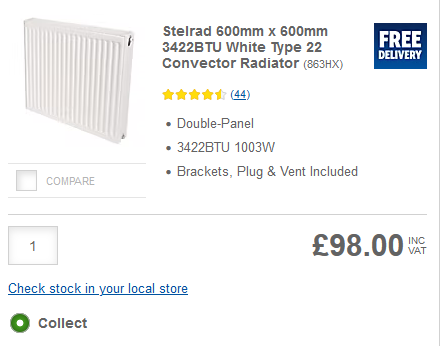 Brand New Stelrad 600 x 600 K2 Double radiator Type 22