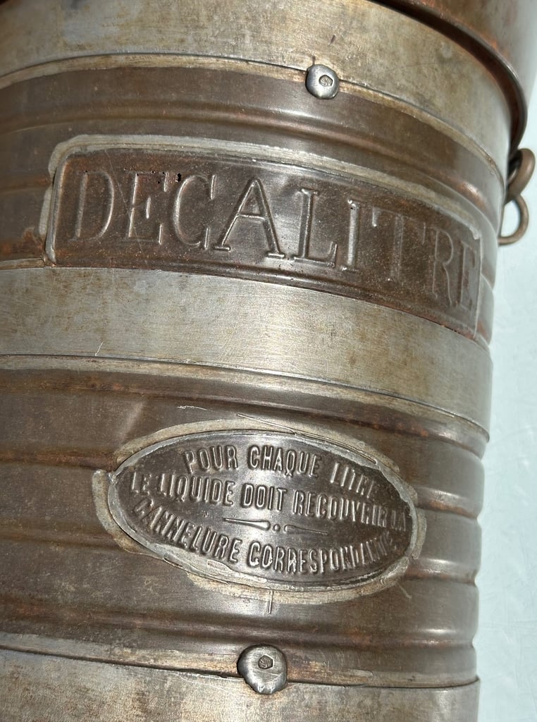 ANTIQUE FRENCH DECALITRE MEASURING JUG PITCHER, H33cm - 1900s CHAMPAGNE VINEYARD - WILL POST!