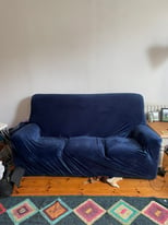 Sofa covers - 1x sofa, 2x armchairs dark blue velvet - new and unused 