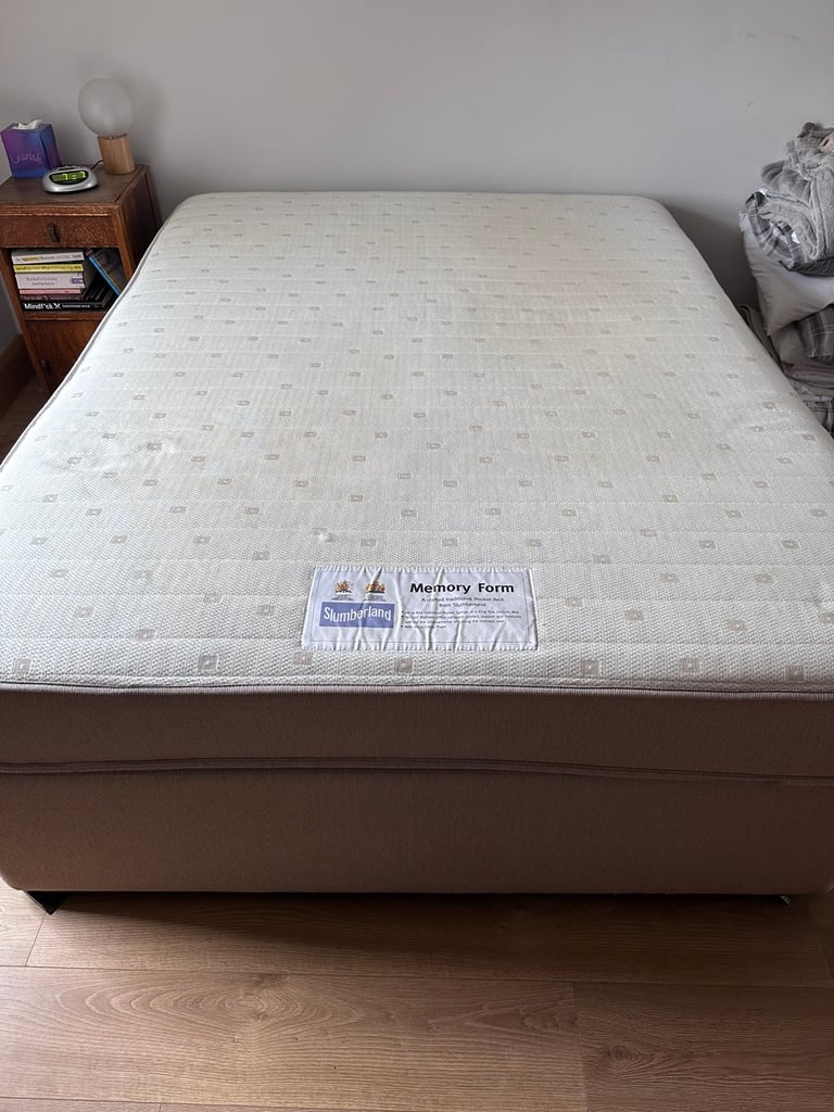 King Size Bed with mattress and divan with drawers 