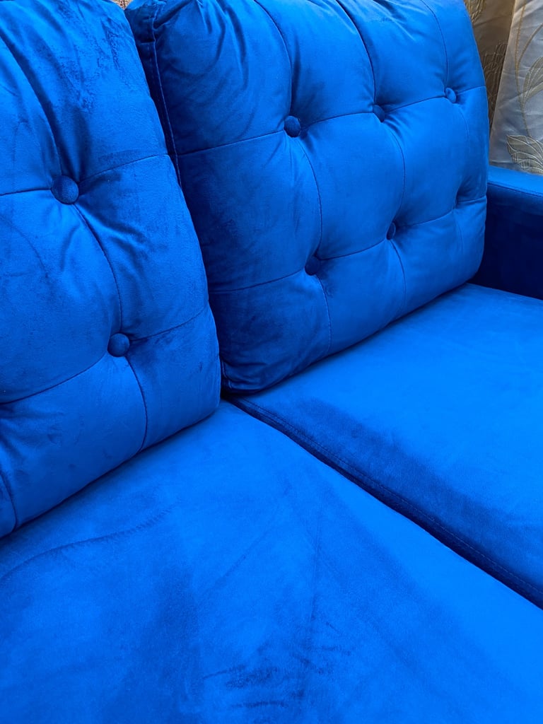 Premium Sofa Luxury Velvet Blue 2 Seater Sofa