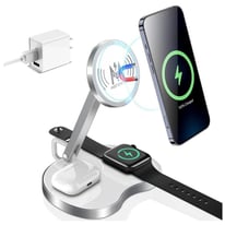 Magnetic Wireless Charger, 3 in 1 Wireless Charging Station, Qi-certified 15W Fast Mag-Safe Charger