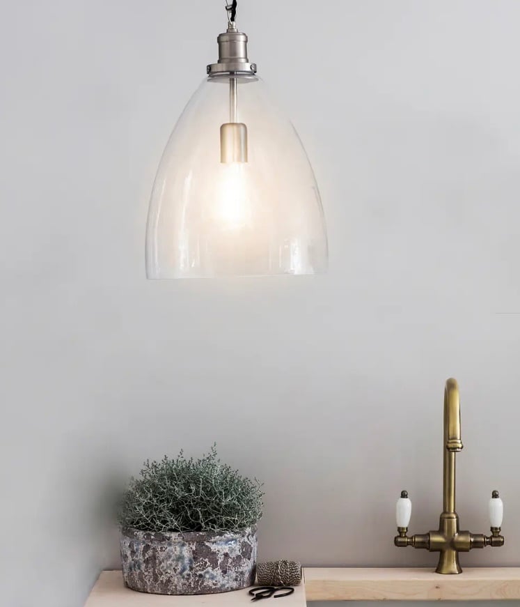 Hoxton Bullet Pendant Light Large Satin Nickel 