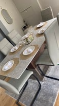 Marble effect dining table + 6 chairs