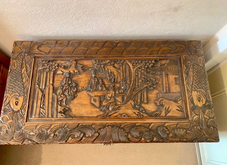 image for Hand carved box autumn ( trunk ) 
