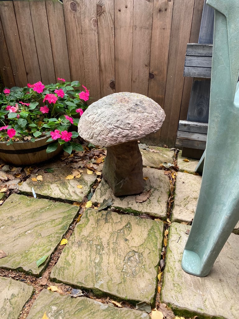 image for Sandstone saddle stone mushroom garden ornament 