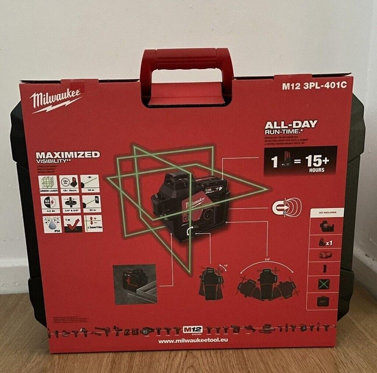 Milwaukee M123PL-401C M12v Green 360° 3 Plane Green Laser Line Level K