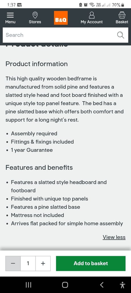 Brand new 3ft Atlantis high foot wooden bed 
