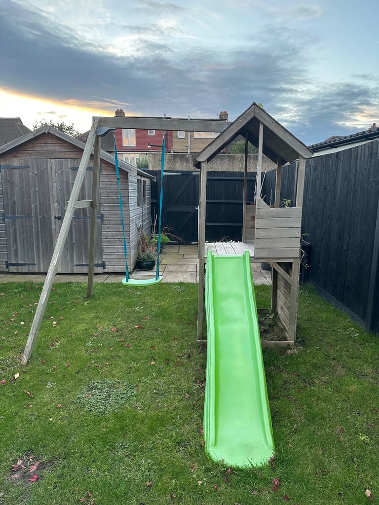 image for TP Toys Wooden Climbing Frame with Slide/Swing/Climbing Wall