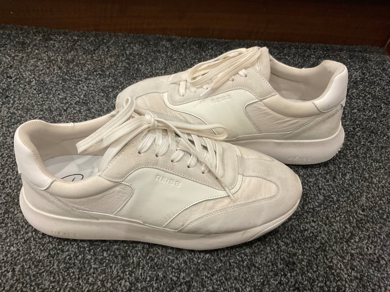 Used a twice Reiss leather-blend low-top mens trainer size 8/43 v.good condition £40
