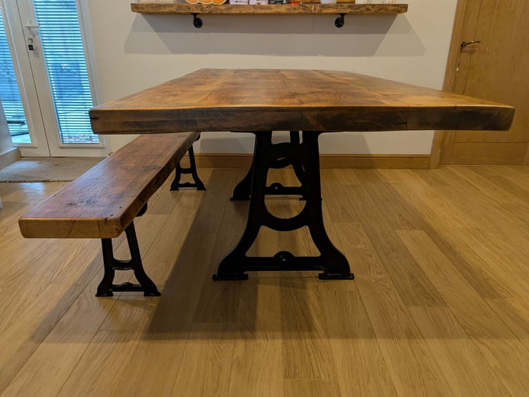 Handmade Solid Oak Dining Table & Bench