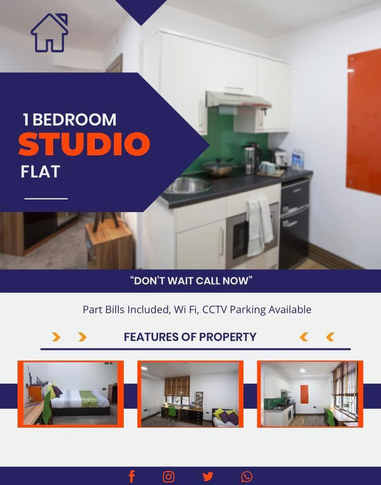 DSS/UC Studio Flat To Rent Bills Included (Bradford) in East