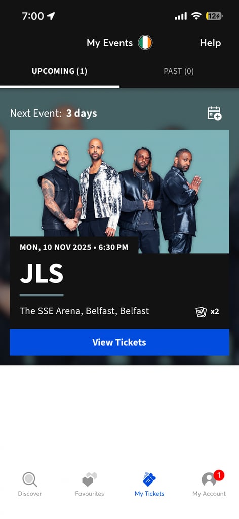 Jls tickets for Monday 10th November