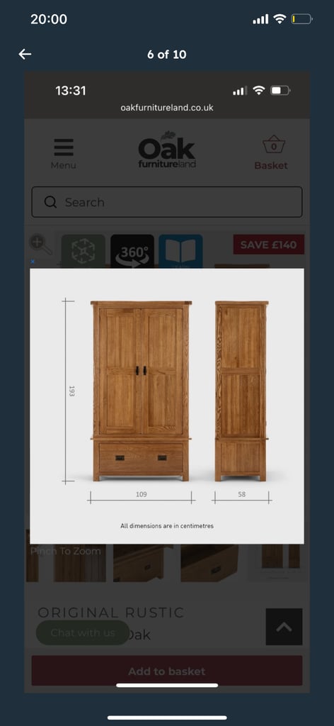 Solid oak wardrobe 