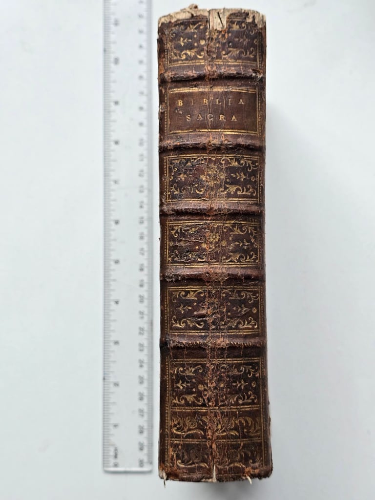 1600s Antiquarian Biblia Sacra (Holy Bible) Latin Vulgate Catholic Leatherbound Printed in Cologne