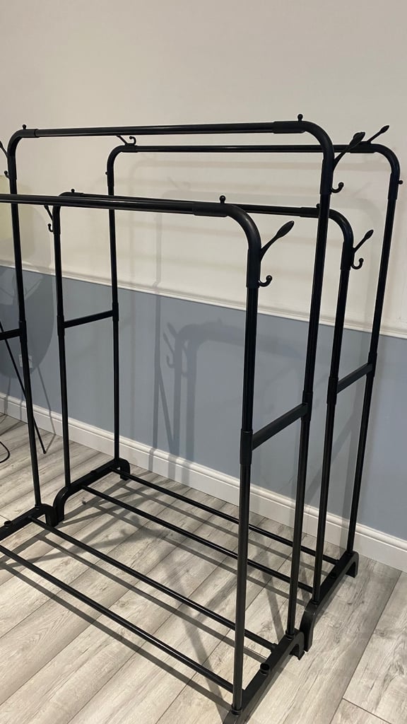 image for 2 x black double clothes rail