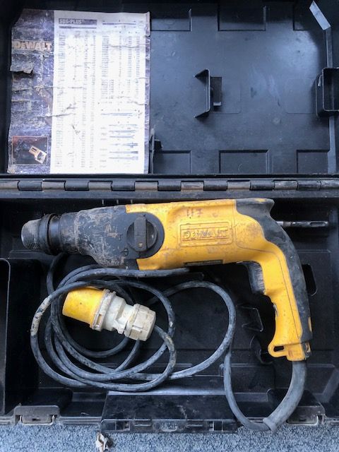 2 Dewalt 3 mode SDS Heavy Duty Hammer Drills 1 x 240v. 1 x 110v.