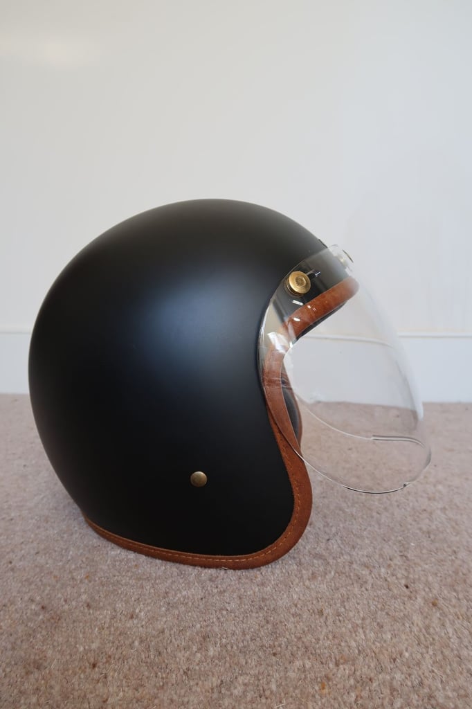 Hedon Hedonist Open Face Motorcycle Helmet with Detachable Clear Visor Size Medium