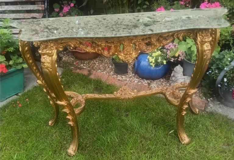 image for Ornate Wood Gilt Console Tanle.