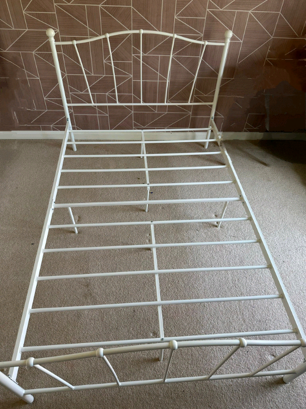 White metal bed frame
