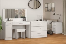 GET YOURS NOW New high gloss white Vanity dressing table set £159 with stool & mirror