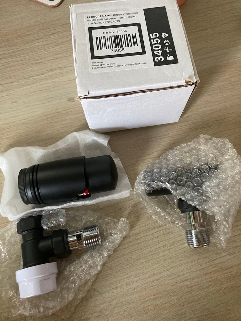 Matt Black Thermostatic Radiator Valve - £20