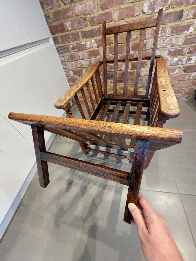 Vintage Steamer Chair, Armchair with Fold-Out Footrest