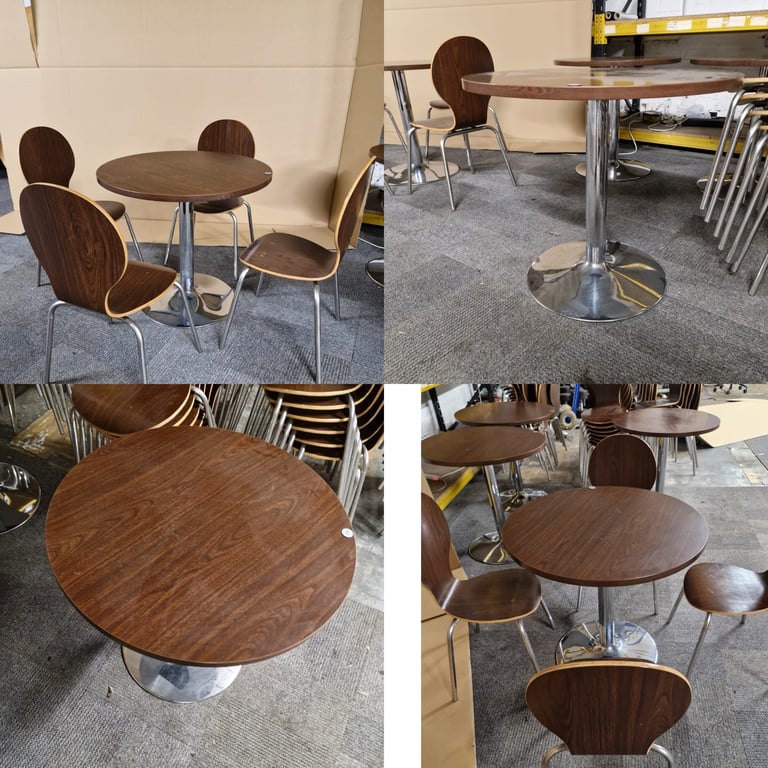 Round bistro tables restaurant tables beautiful walnut color (60 available) chairs also available