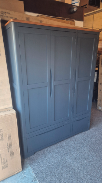image for Solid Oak & Anthracite Painted Triple Wardrobe Can Deliver