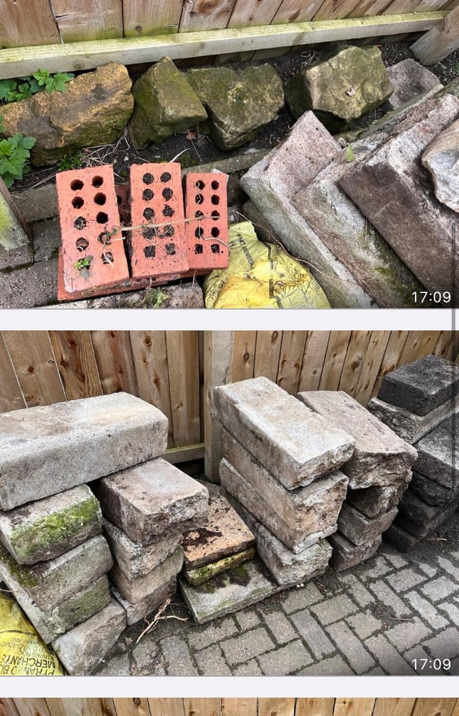 FREE edging stones and heavy breeze block type bricks 