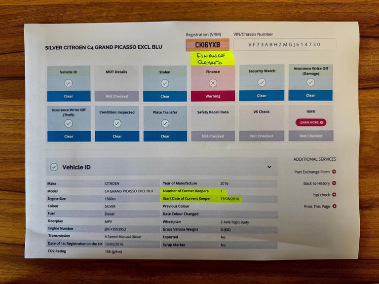 Citroen Grand C4 Picasso 1.6 Blue HDi Exclusive Euro 6 5dr DIESEL MANUAL 2016/16