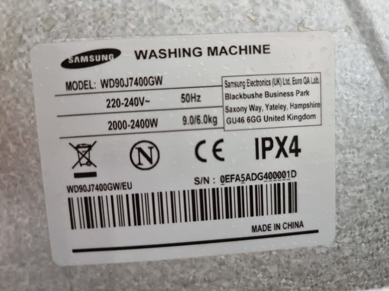 Samsung Washer Dryer 9/6 kg 90 Days Warranty (delivery available or collection)