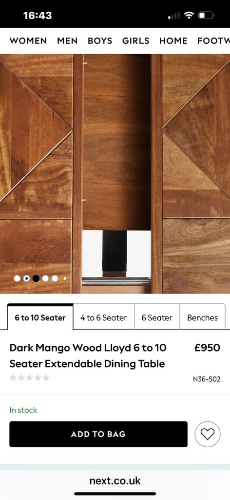 Extendable Mango wood dining table sits 6 to 10 people  