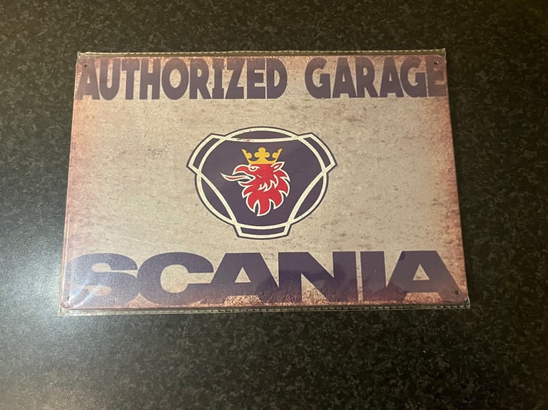 image for Vintage Style Sign Metal 30cm x 20cm Brand New, Scania Man/Women Cave.