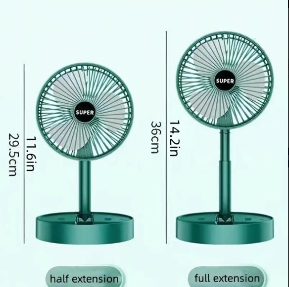15.24 Cm Folding Portable Telescopic Floor/USB Desk Fan With 2000mAh Rechargeable Battery,3 Speeds 