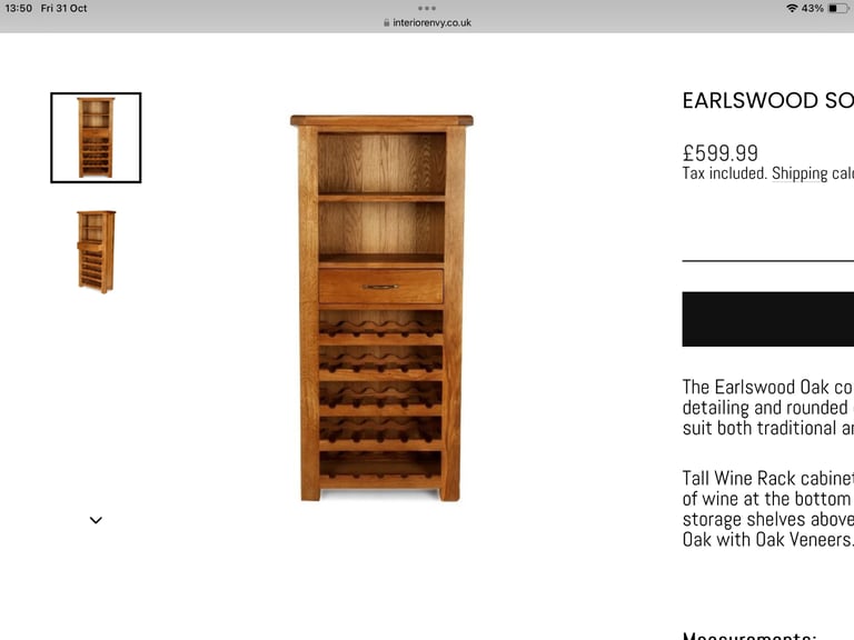 SOLID OAK WINE RACK/CABINET