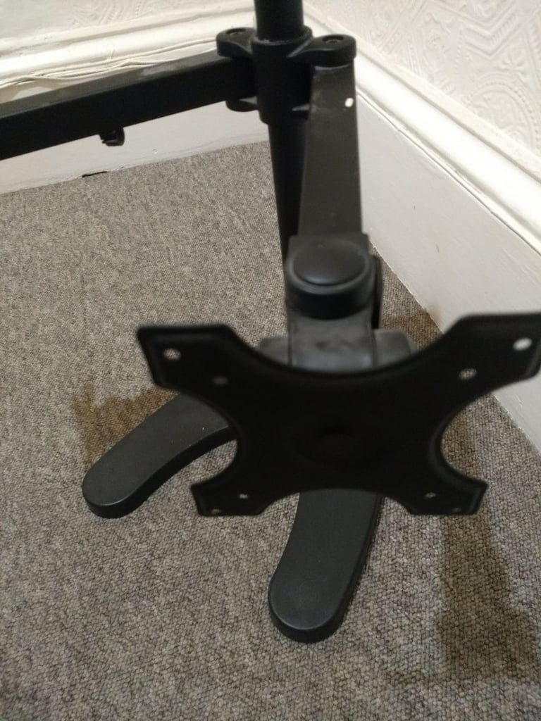 Dual PC monitor stand. Steel heavy duty. Swivels, tilts, adjusts. VESA fittings