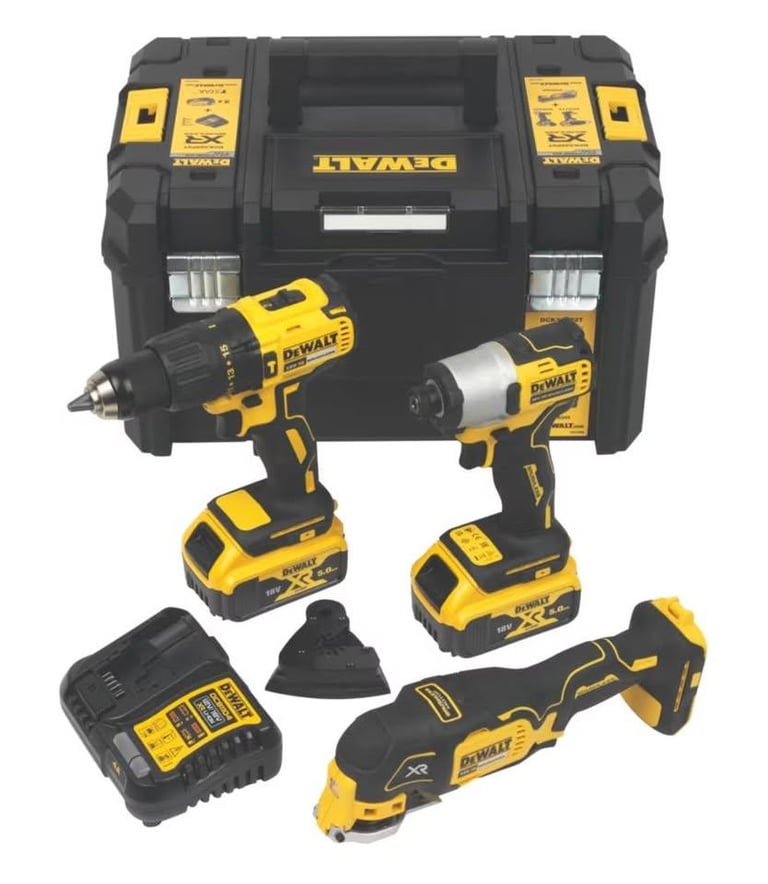 New DEWALT DCK328P2T 18V 2 x 5Ah Li-Ion XR Brushless Cordless 3 Set Kit Multitool impact Driver
