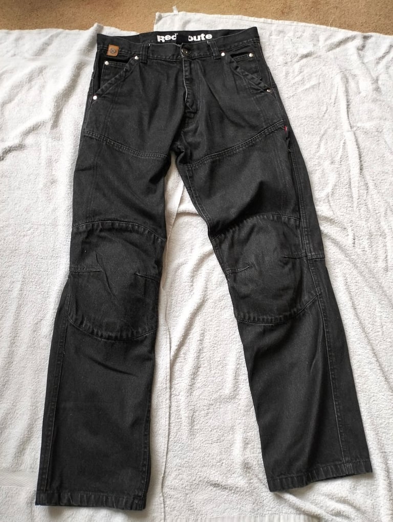 image for Red Route Mens motorcycle Jeans Black Size 32" W Reg Leg 31" Leg Kevlar Knee Armour