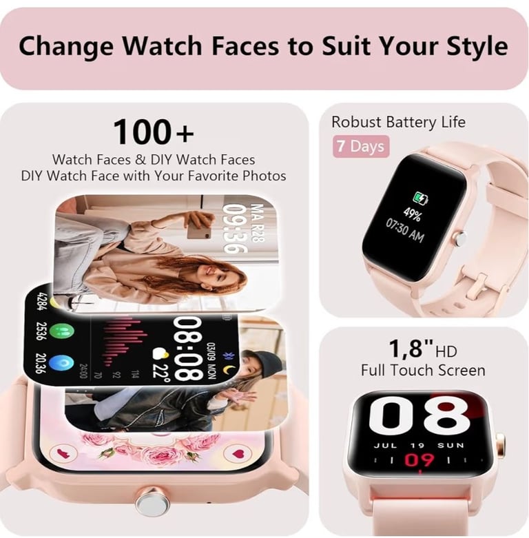 Smart Watch for Women, Answer/Make Calls, Alexa Built-in, [1.8"HD Screen]