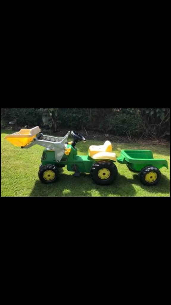 John Deere Kids Ride-on Tractor with front loader and trailer 